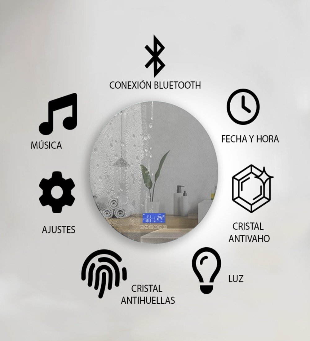 Espejo Retroiluminado con Pantalla - K800