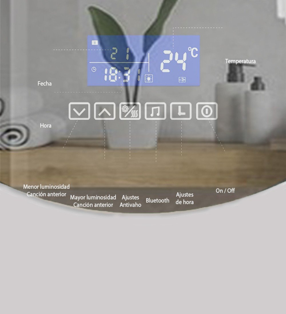 Espejo Retroiluminado con Pantalla - K800