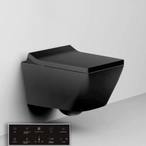 W260 Inodoro suspendido rectangular negro de estilo japonés con chorro de agua