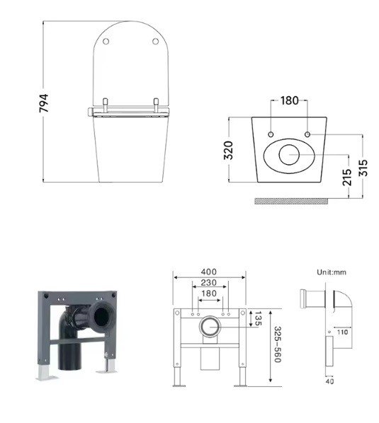 Wc Japonés suspendido STOCK FERIA - W270 (Con bastidor)